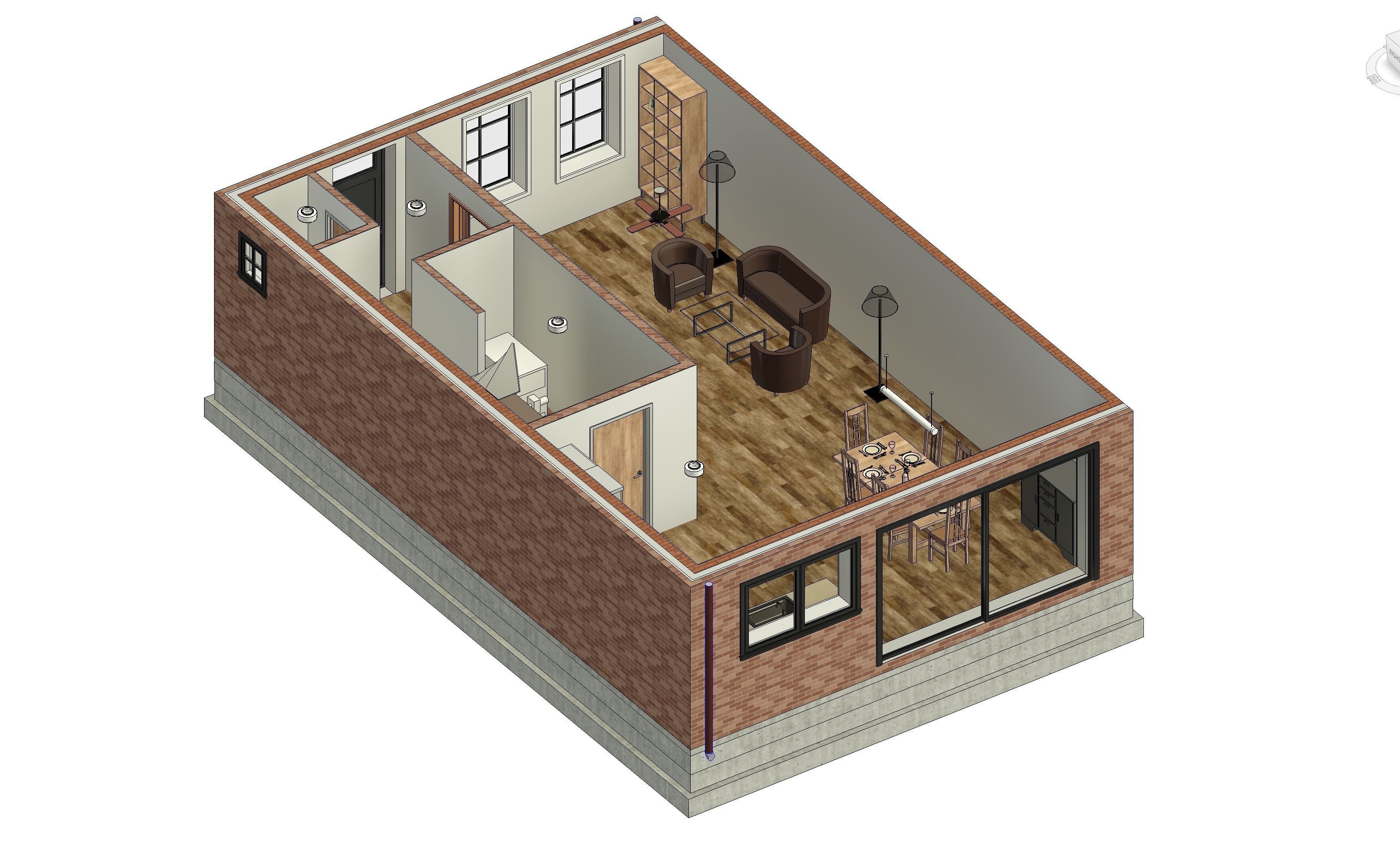 Half-open house with 3 bedrooms - 3D model 3D model_2