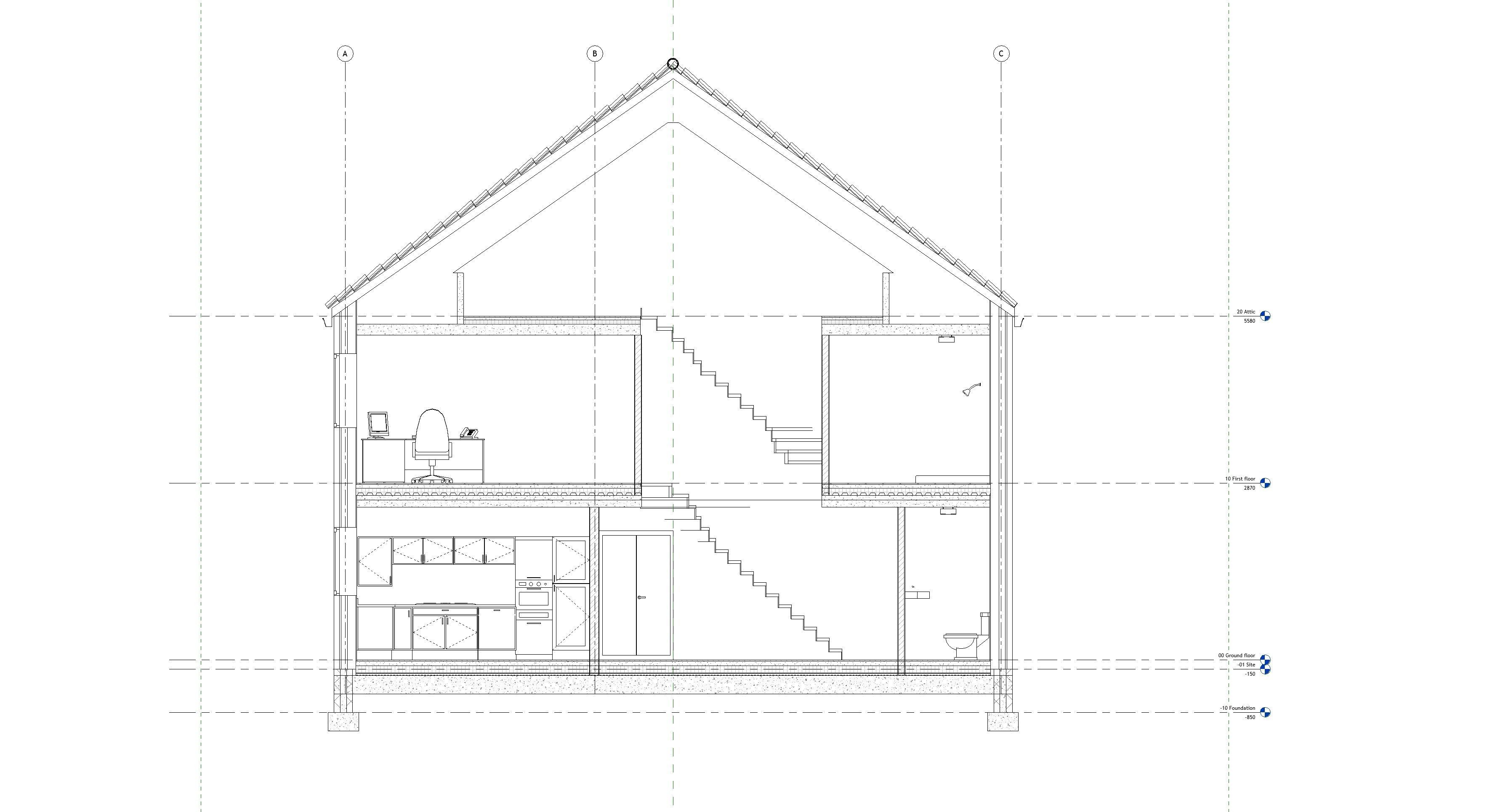 Half-open house with 3 bedrooms - 3D model 3D model_14