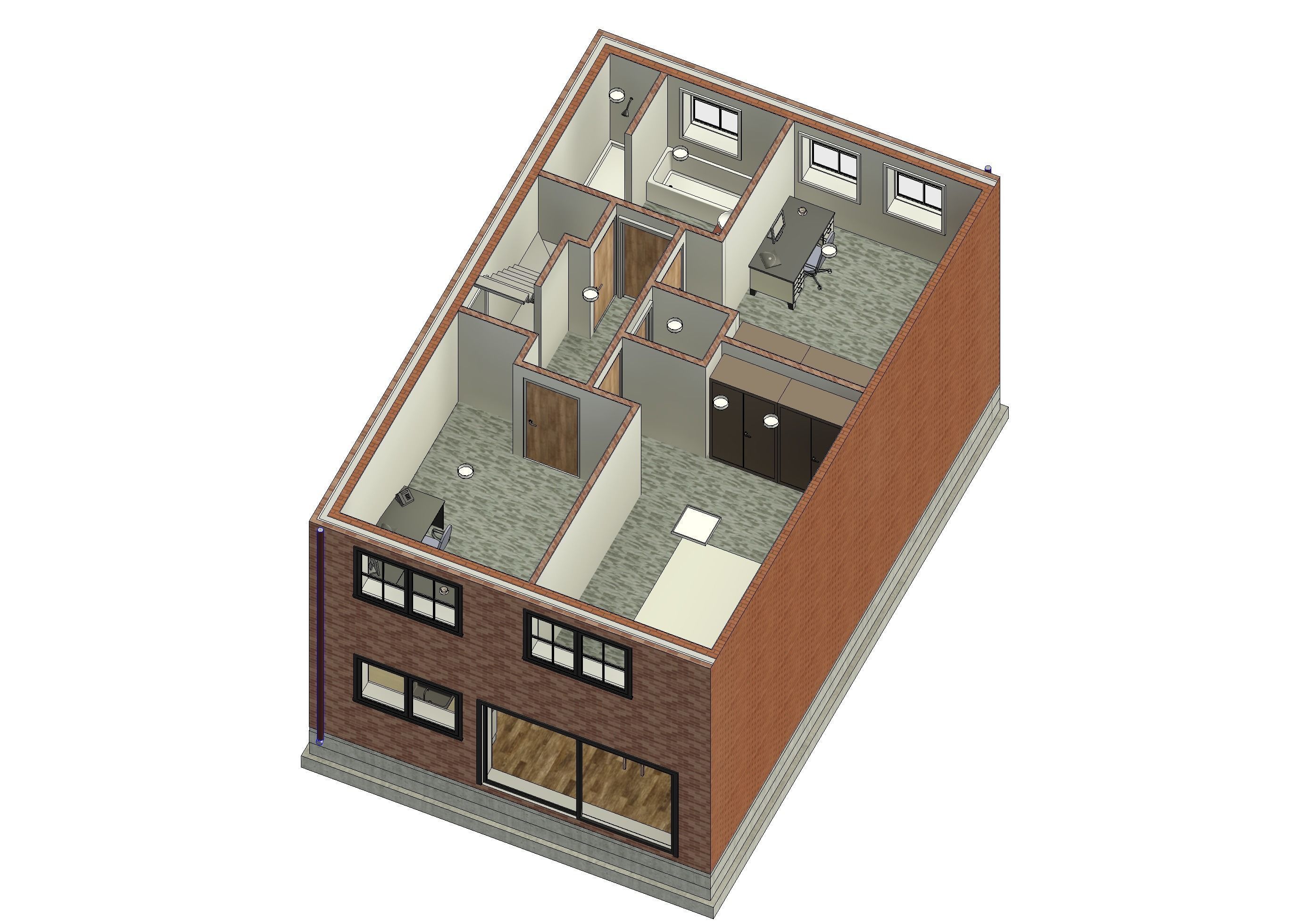 Half-open house with 3 bedrooms - 3D model 3D model_6
