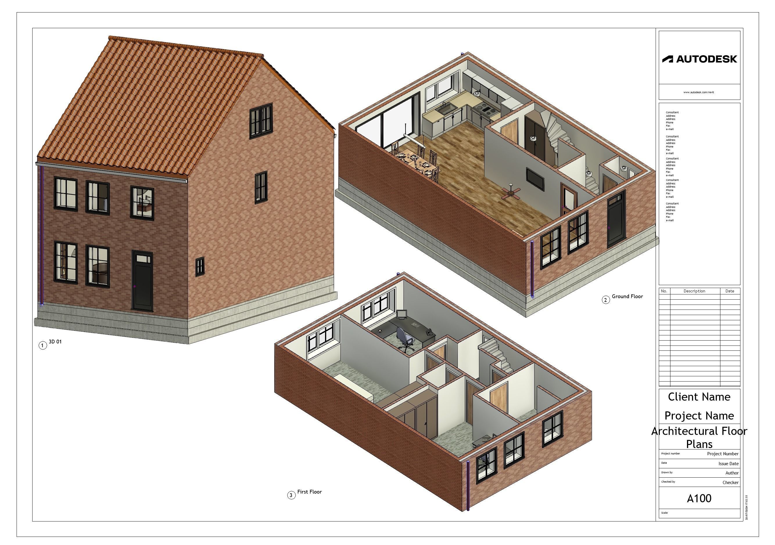 Half-open house with 3 bedrooms - 3D model 3D model_10