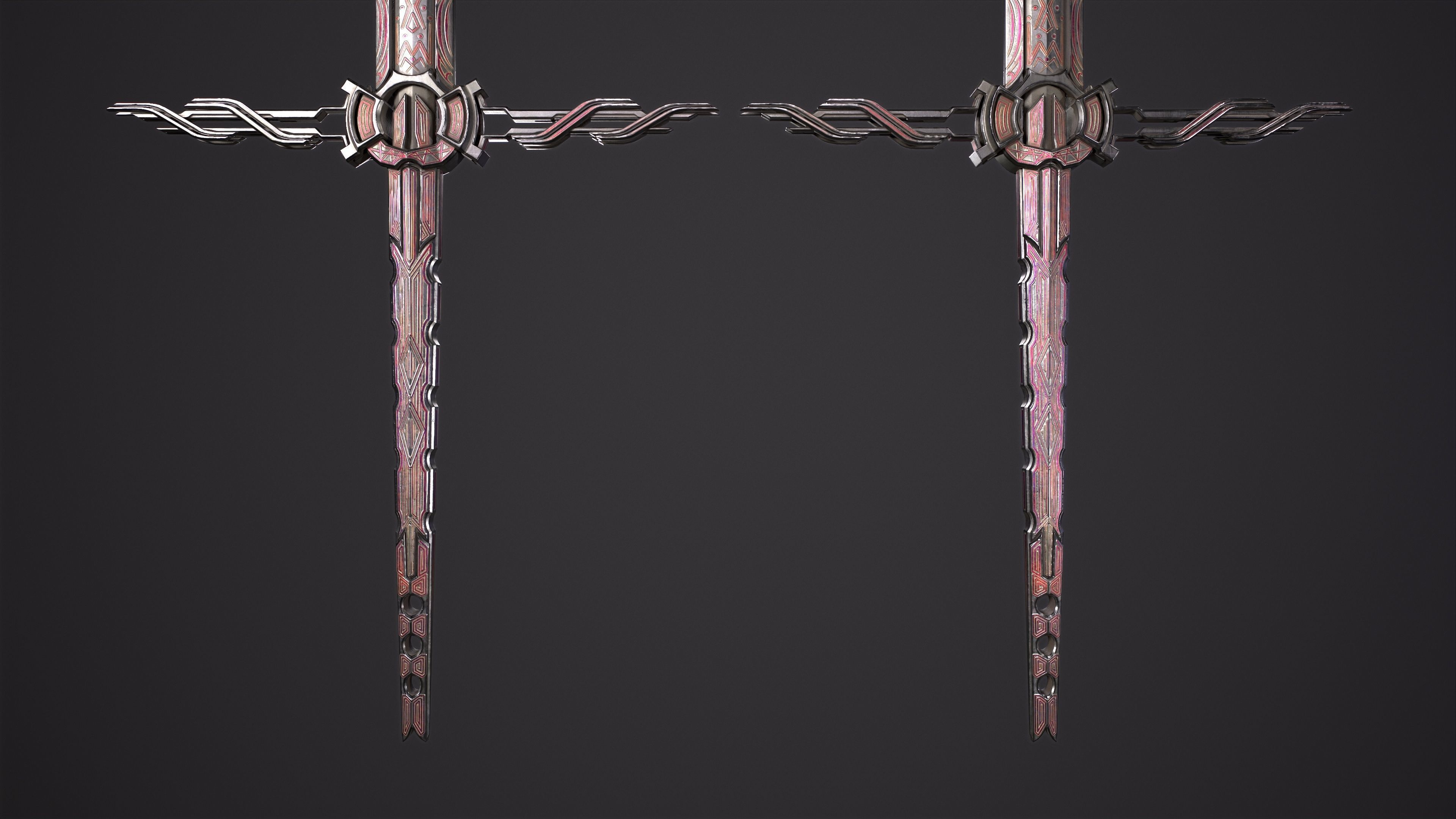 Fantazy Sword Melee Weapon Low-poly 3D model_9