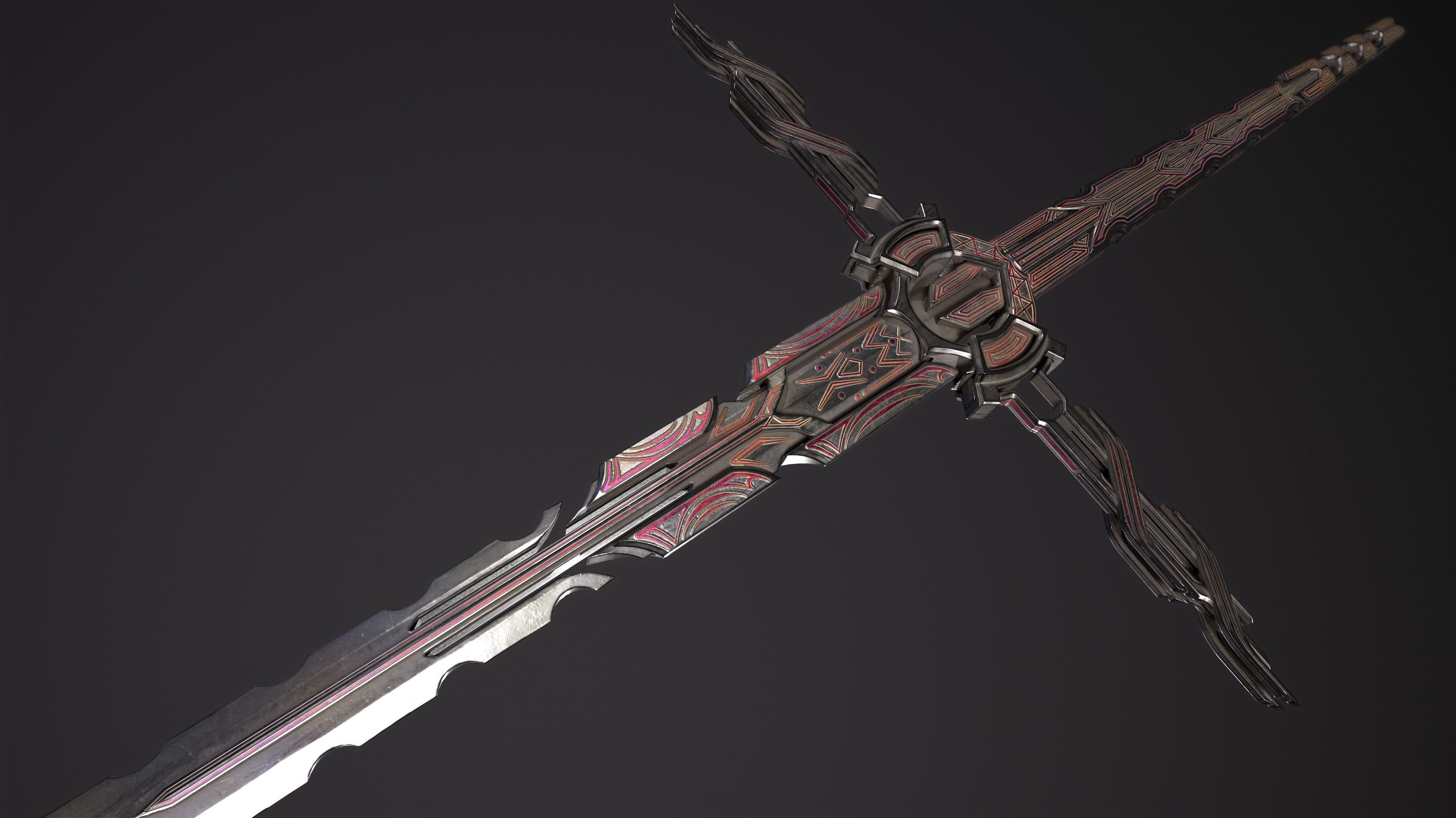 Fantazy Sword Melee Weapon Low-poly 3D model_4