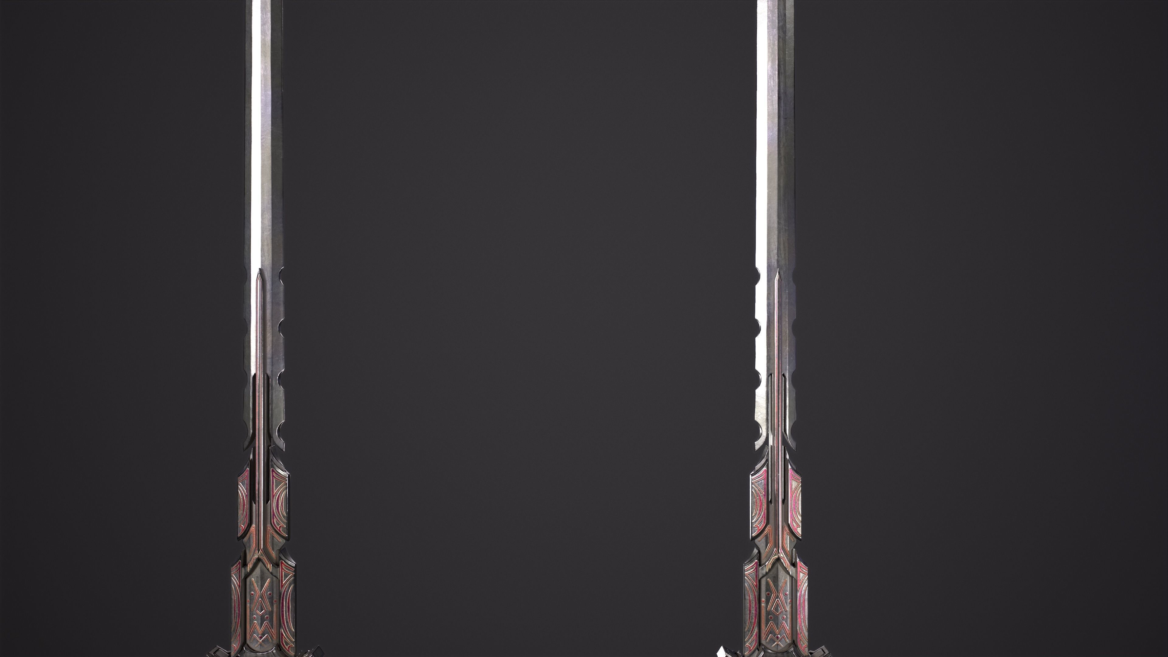 Fantazy Sword Melee Weapon Low-poly 3D model_8