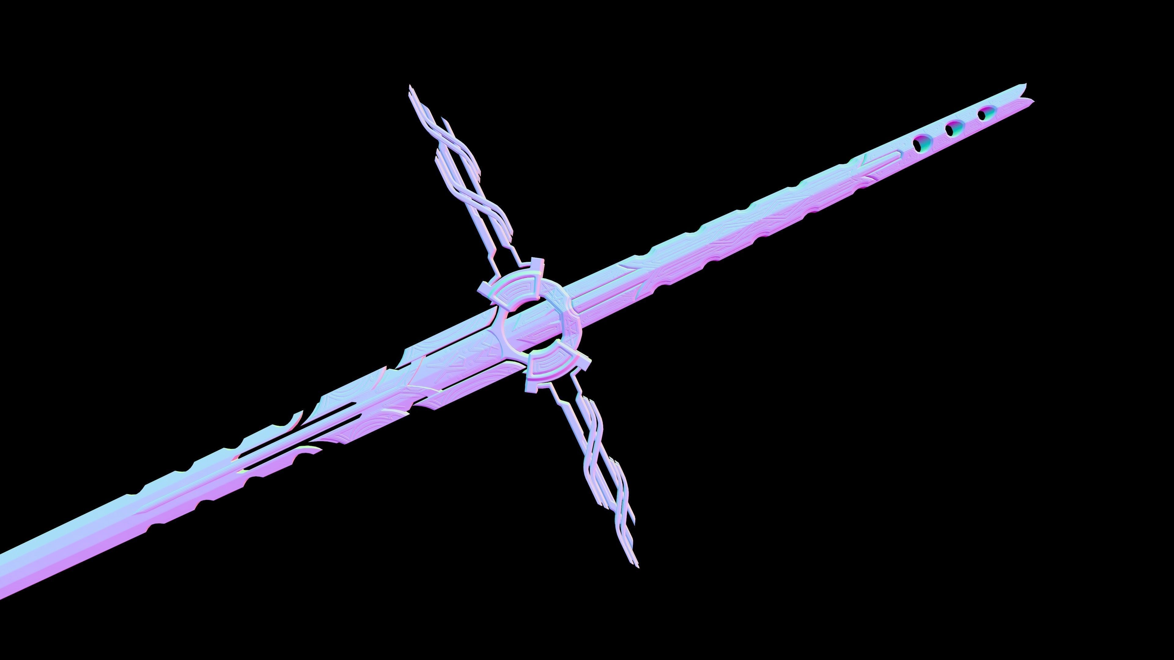 Fantazy Sword Melee Weapon Low-poly 3D model_11