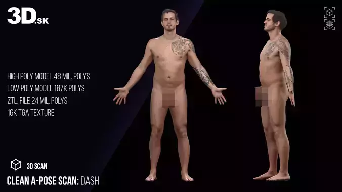 Cleaned A Pose 3D Scan Dash Nude