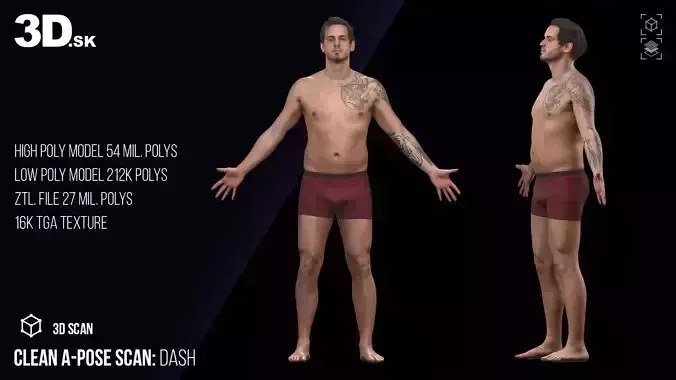 Cleaned A Pose 3D Scan Dash Underwear
