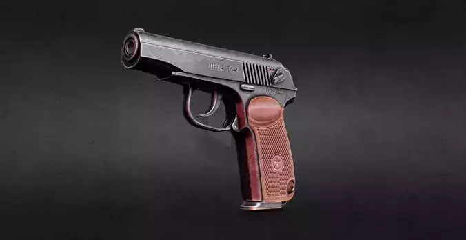 Makarov Pistol PBR Low-poly 3D model