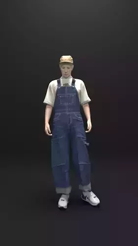 Denim Overalls with cap and t-shirt