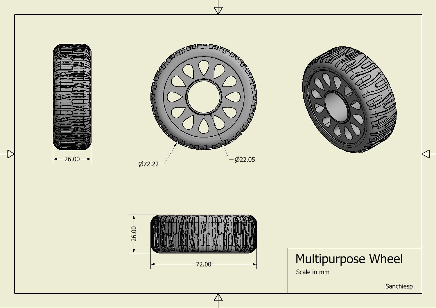 Multipurpose Wheel 3D print model_3