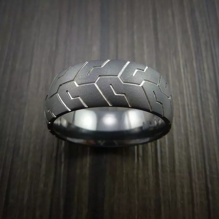 Tire Tread Textured Men Ring 3D Print Model 3D print model
