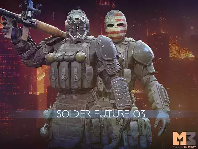 Soldier Future 03 Low-poly 3D model