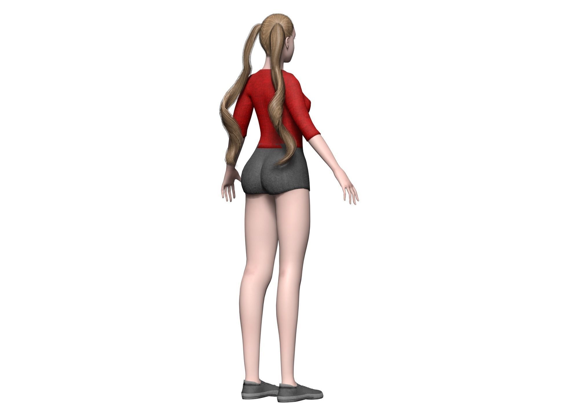 basic cute woman V23423  Low-poly 3D model_4