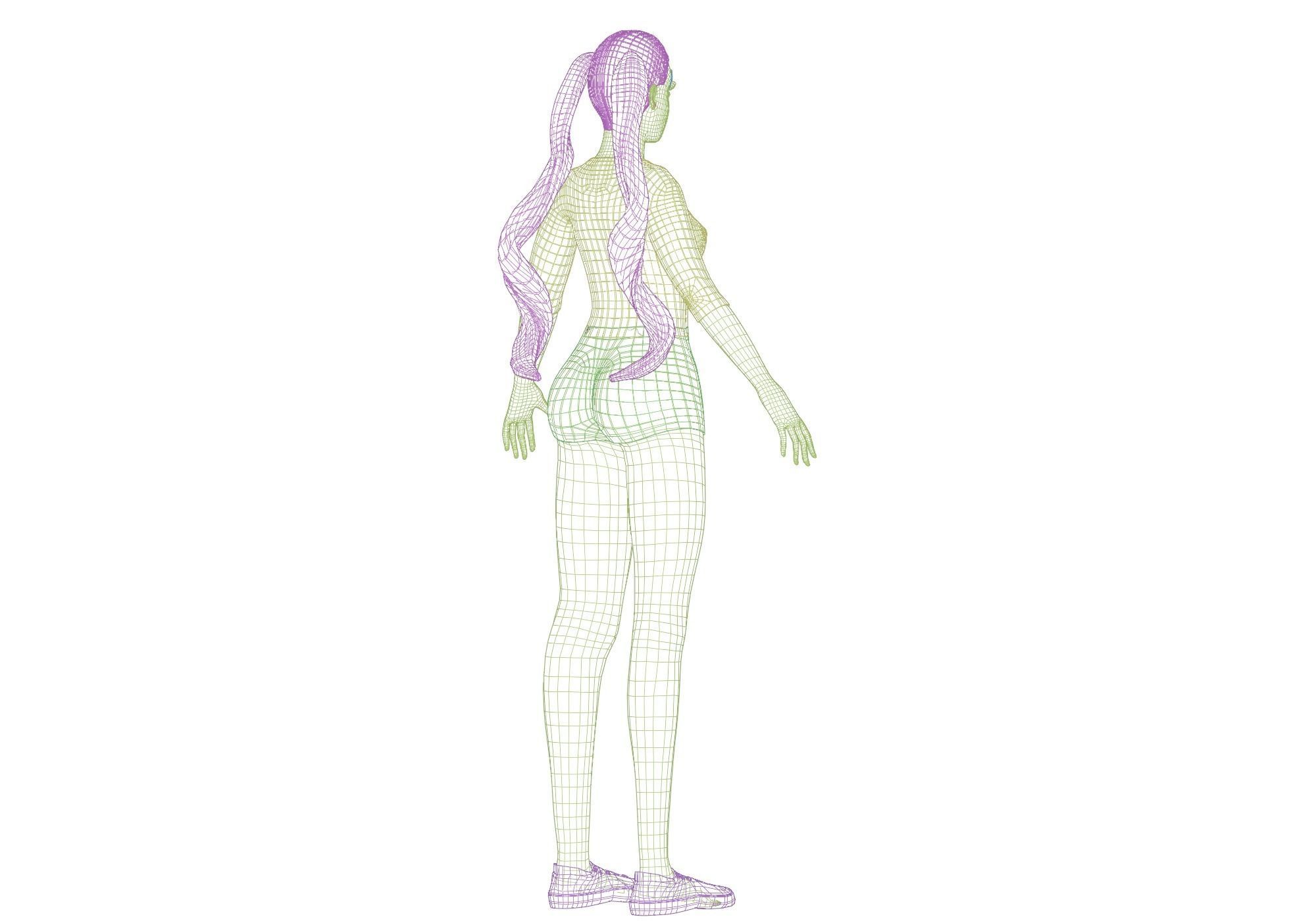 basic cute woman V23423  Low-poly 3D model_14