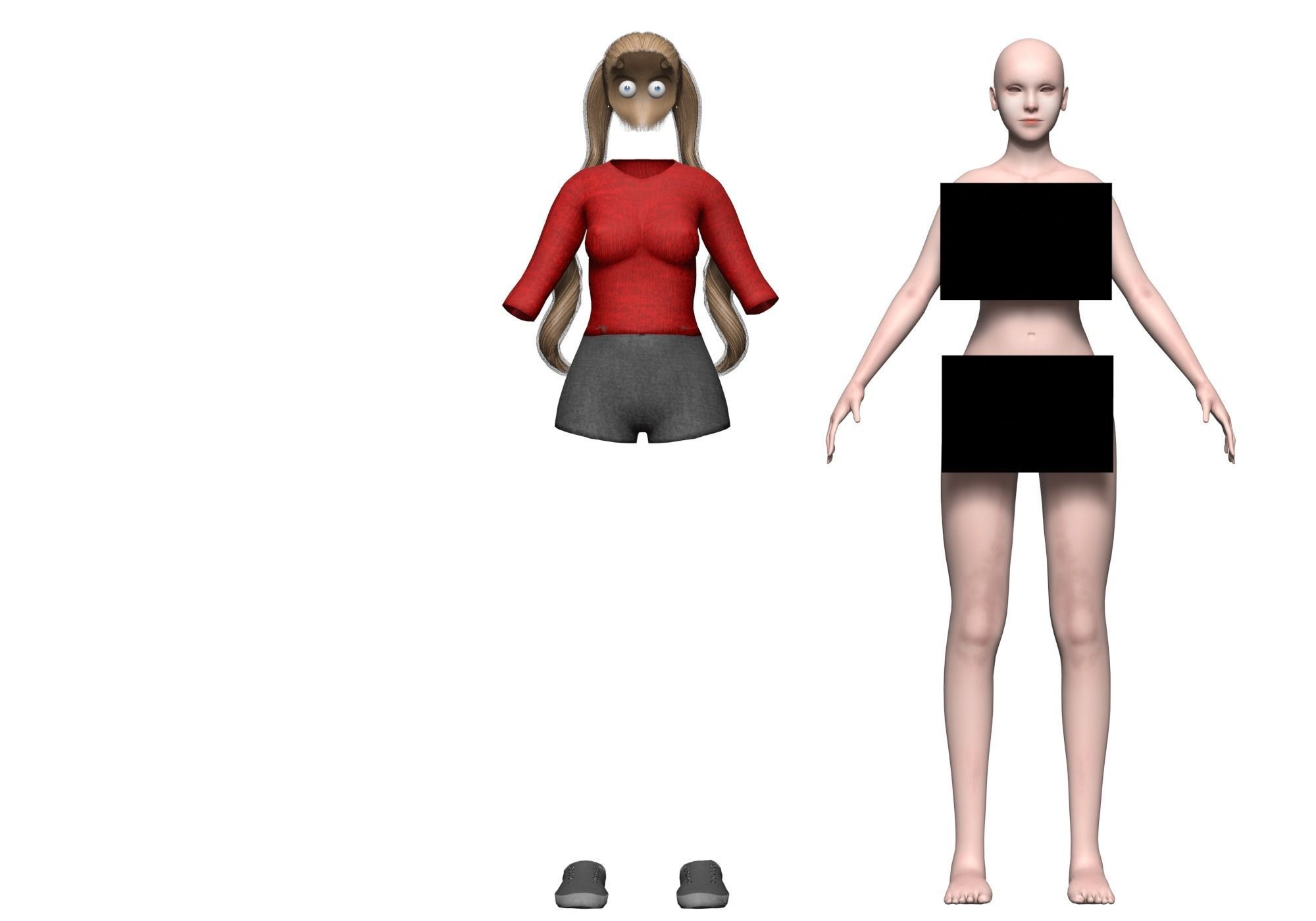 basic cute woman V23423  Low-poly 3D model_8