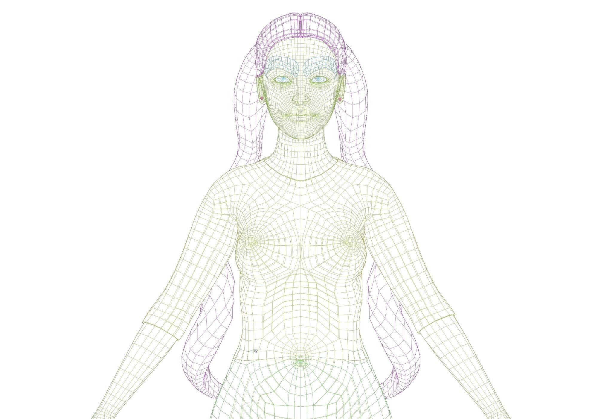 basic cute woman V23423  Low-poly 3D model_10