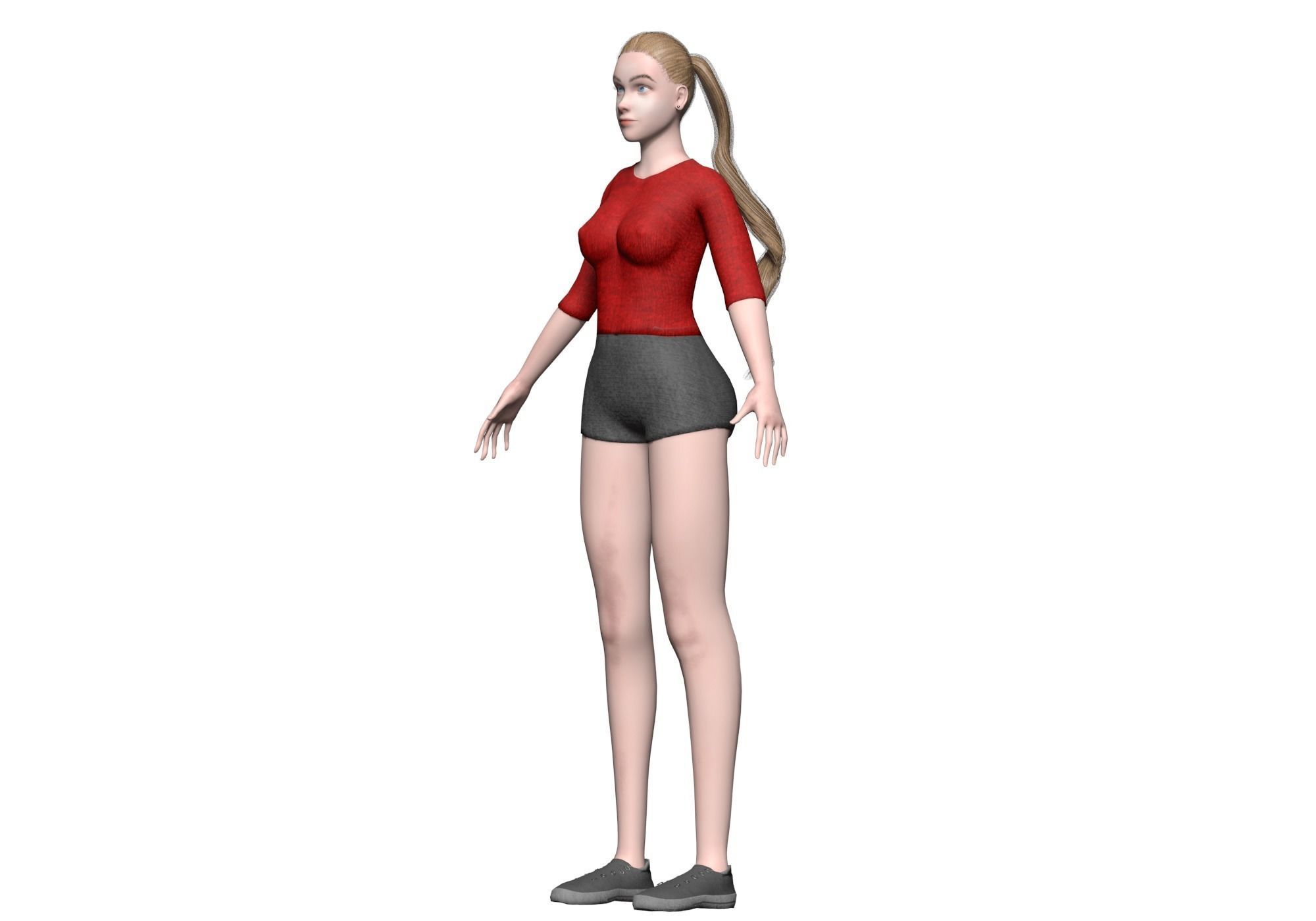 basic cute woman V23423  Low-poly 3D model_6