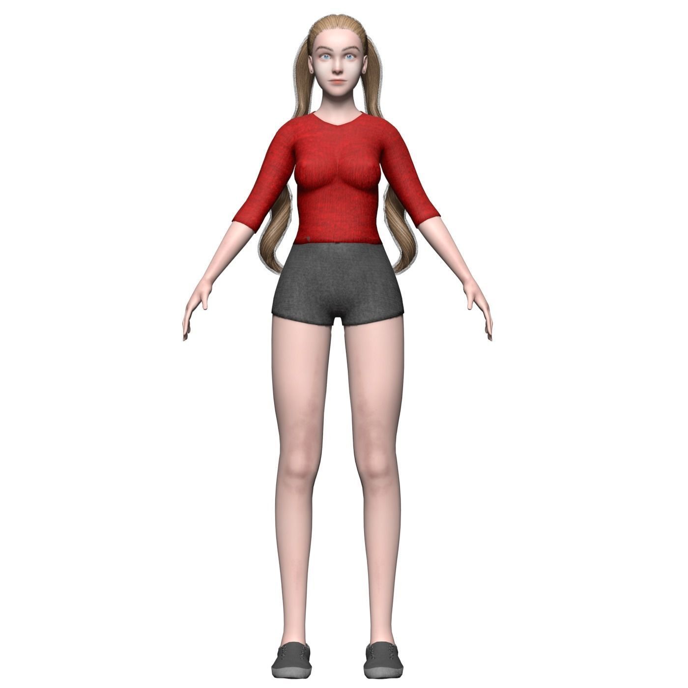 basic cute woman V23423  Low-poly 3D model_9