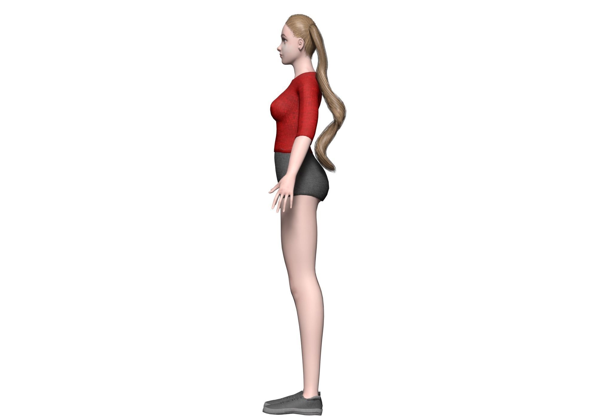 basic cute woman V23423  Low-poly 3D model_5