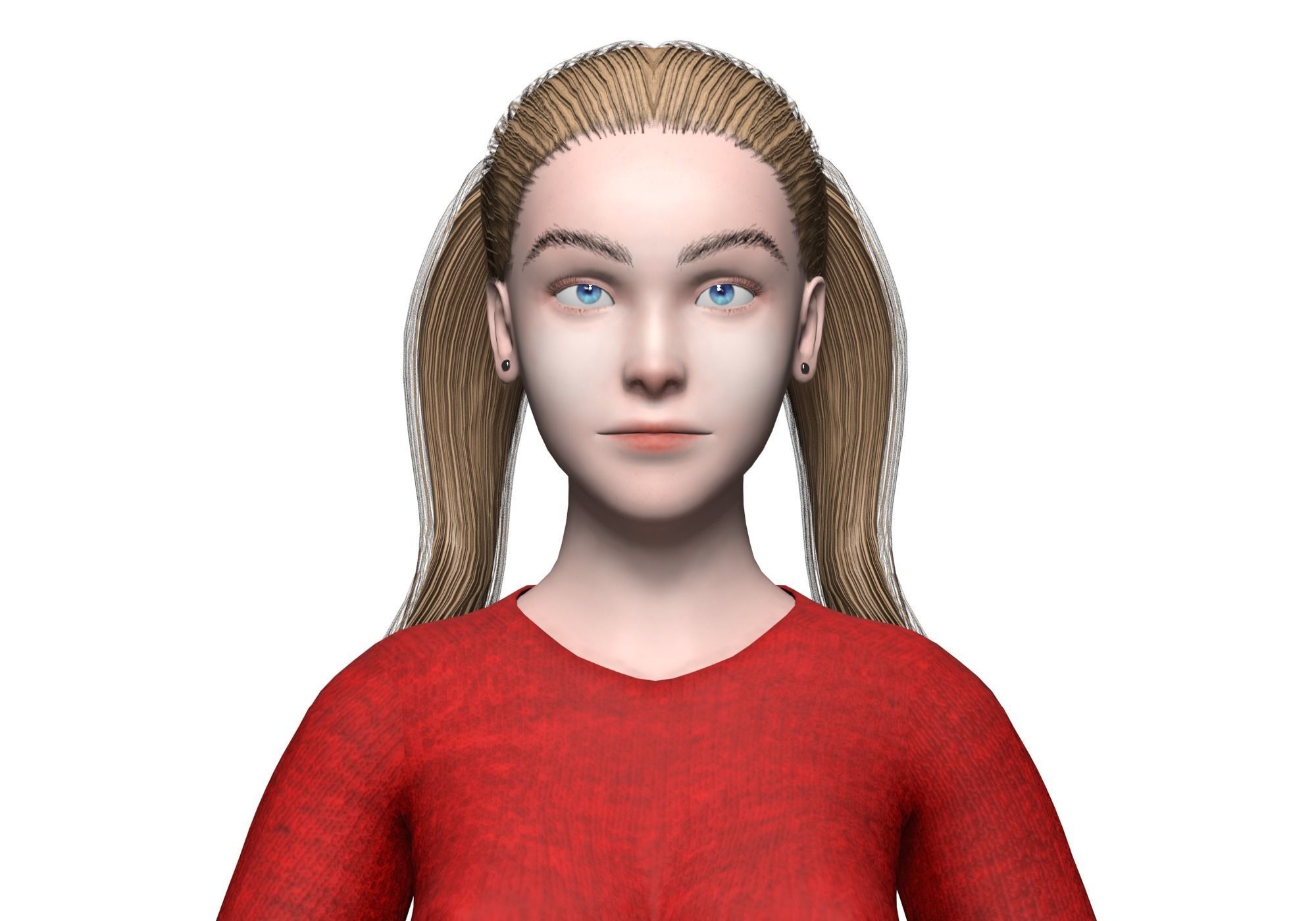 basic cute woman V23423  Low-poly 3D model_7