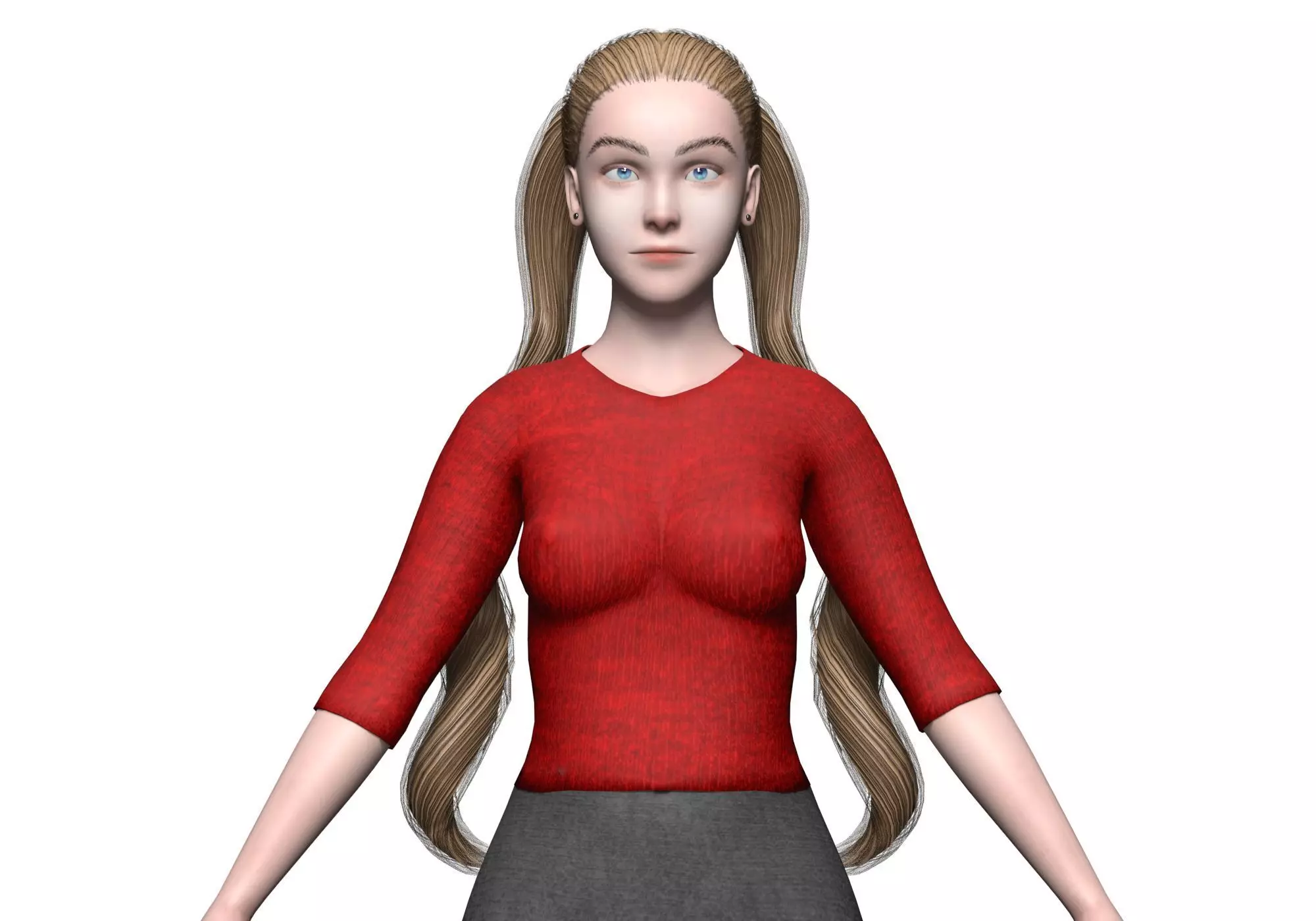 basic cute woman V23423  Low-poly 3D model_0