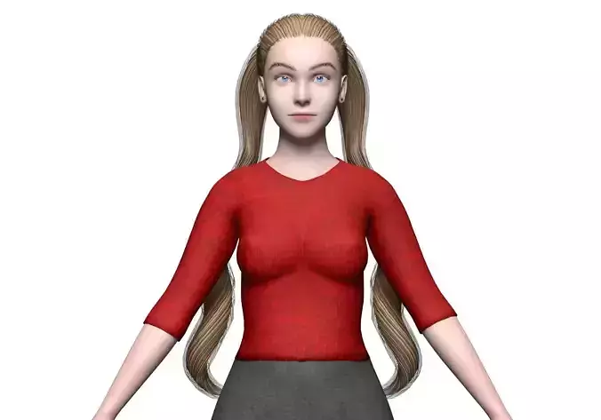 basic cute woman V23423  Low-poly 3D model