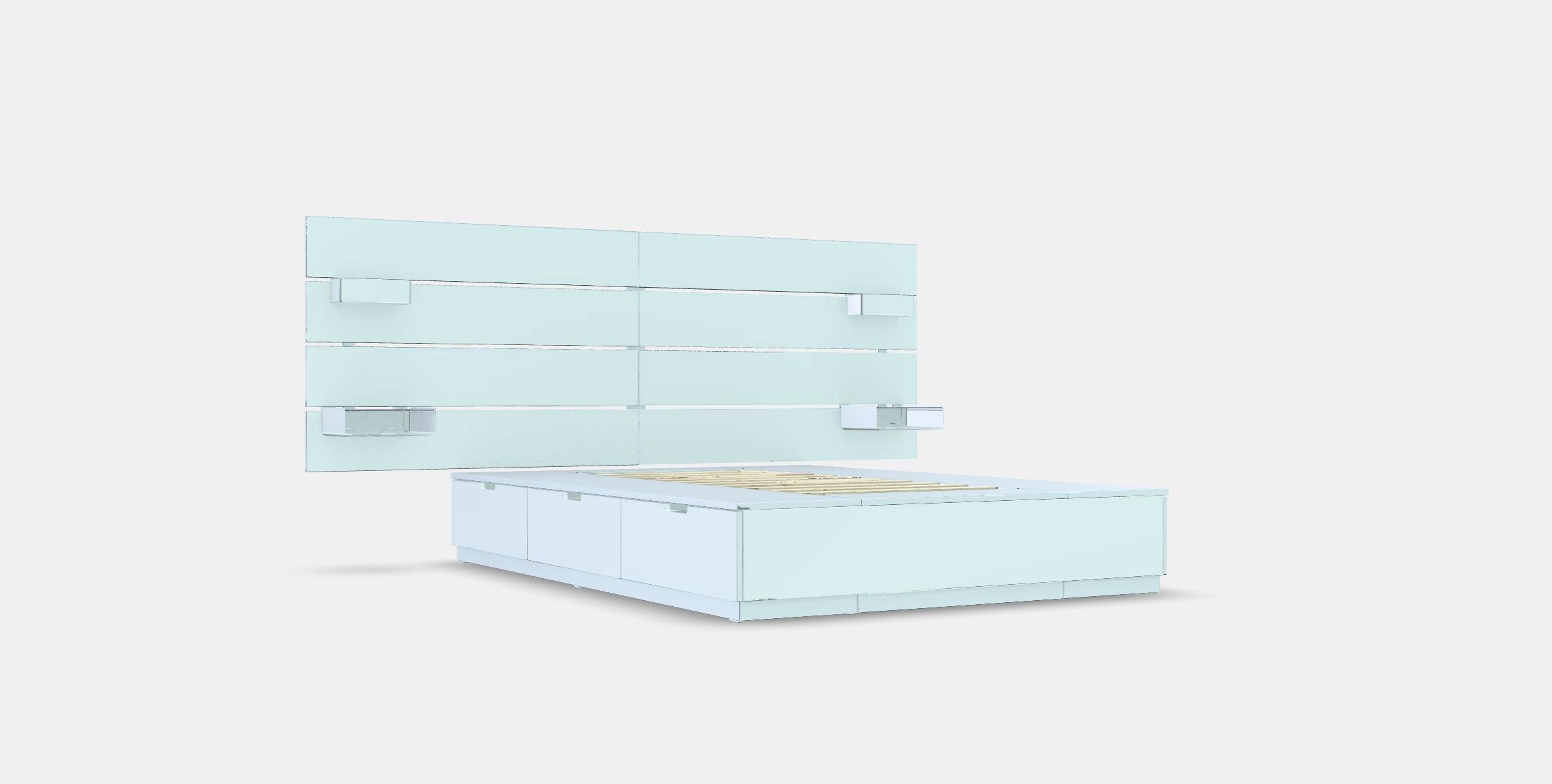 NORDLI Bed frame w storage and headboard 2 Low-poly 3D model_9