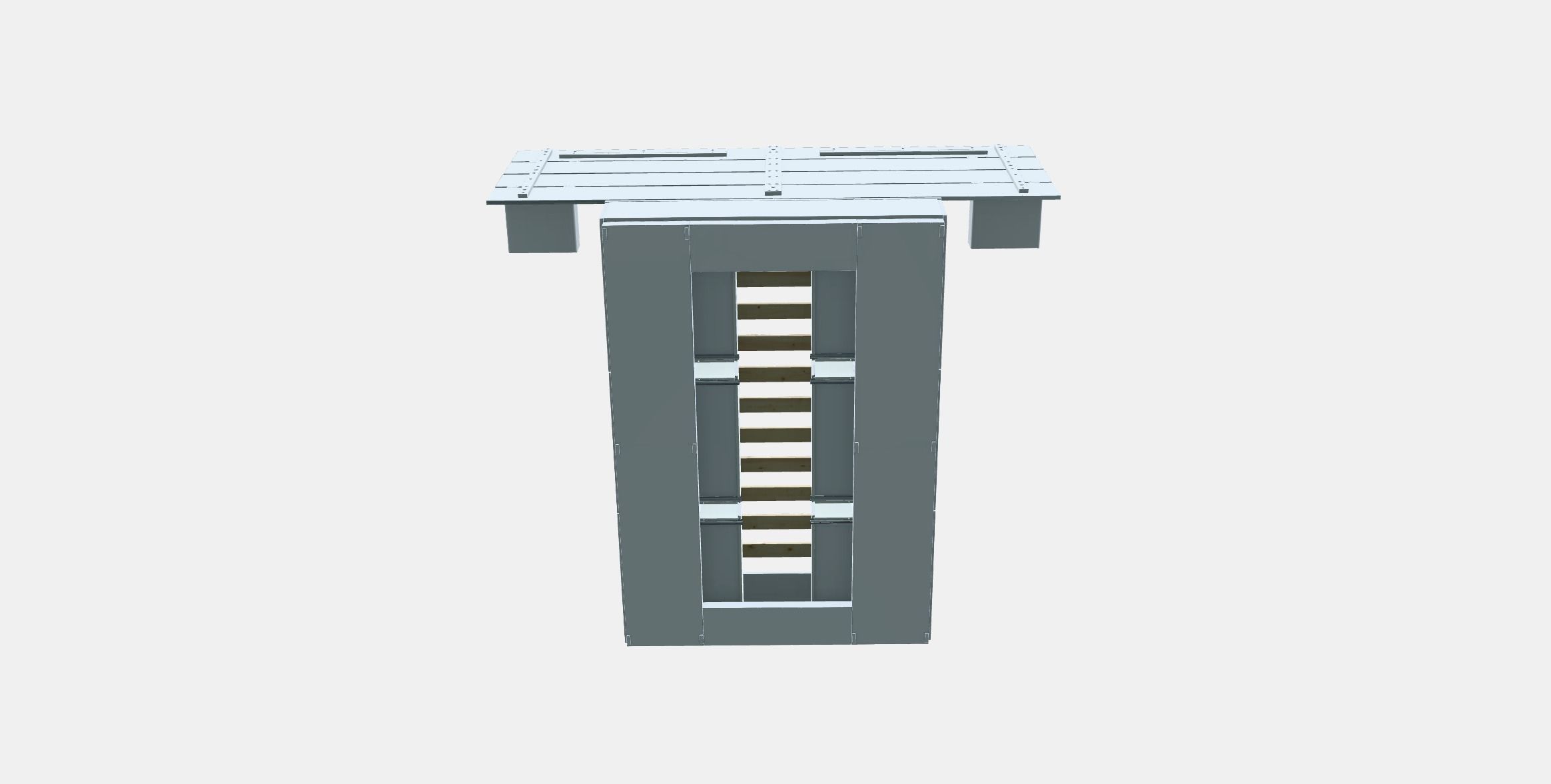 NORDLI Bed frame w storage and headboard 2 Low-poly 3D model_7