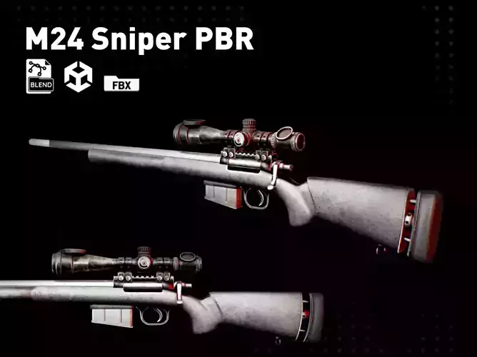 M24 Sniper lowpoly PBR Low-poly 3D model