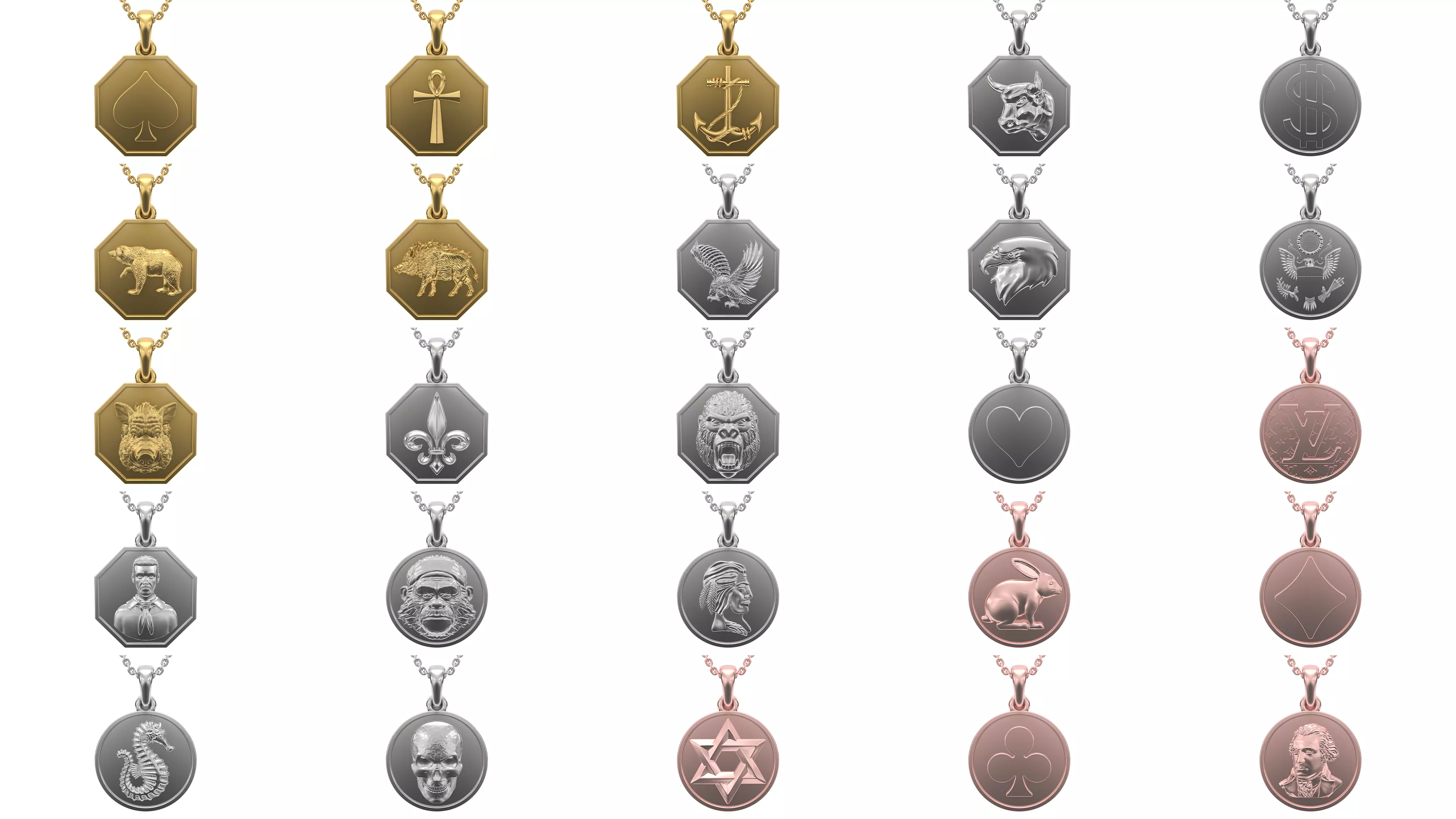 Simple pendant Collection 25 pieces in 2 shape V2 3D print model