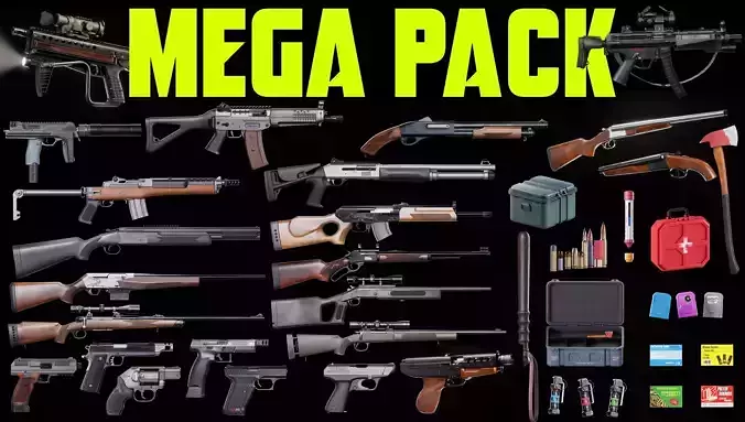 Mega Value Ready Game Asset Starter Kit PBR Rigged Low Poly AAA Low-poly 3D model