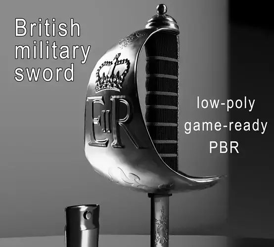 British military sword Low-poly 3D model