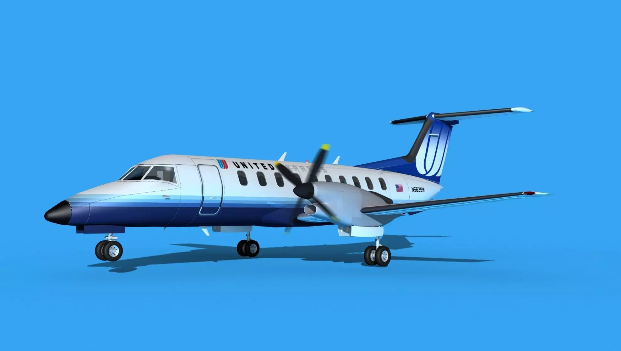 Embraer EMB120 United Airlines Express 3 3D model_0