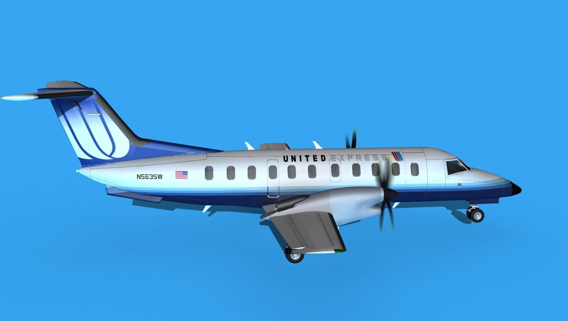 Embraer EMB120 United Airlines Express 3 3D model_4