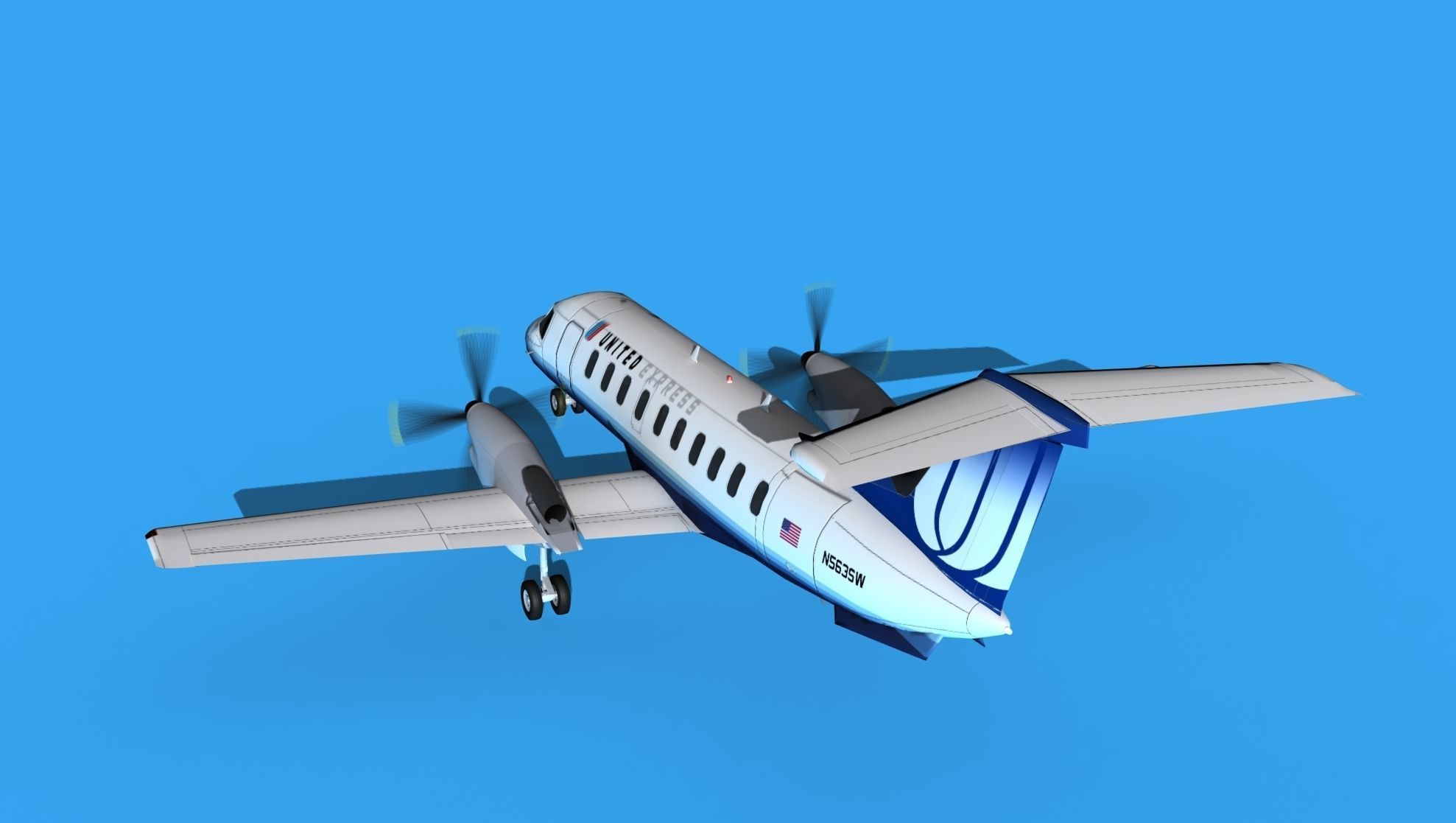 Embraer EMB120 United Airlines Express 3 3D model_7