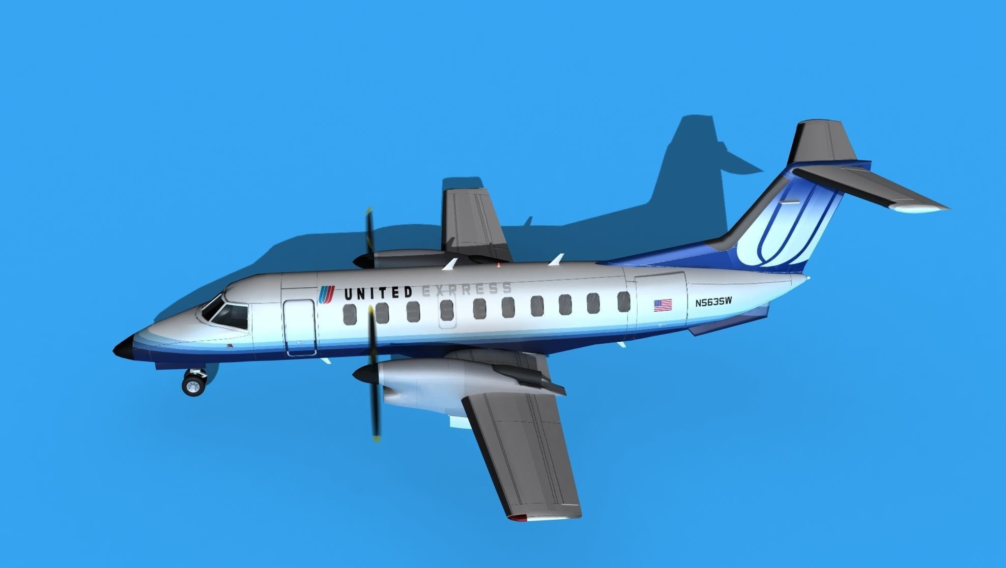 Embraer EMB120 United Airlines Express 3 3D model_9