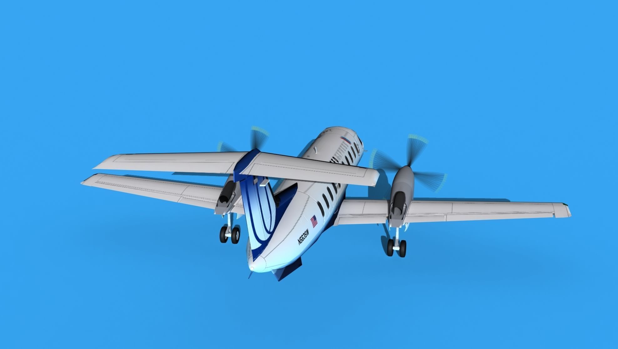 Embraer EMB120 United Airlines Express 3 3D model_6