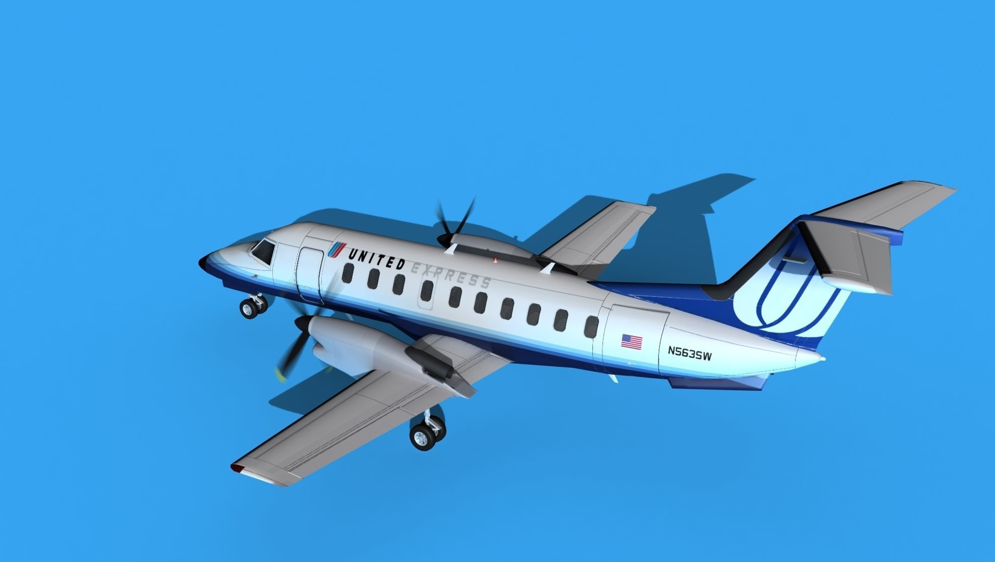Embraer EMB120 United Airlines Express 3 3D model_8