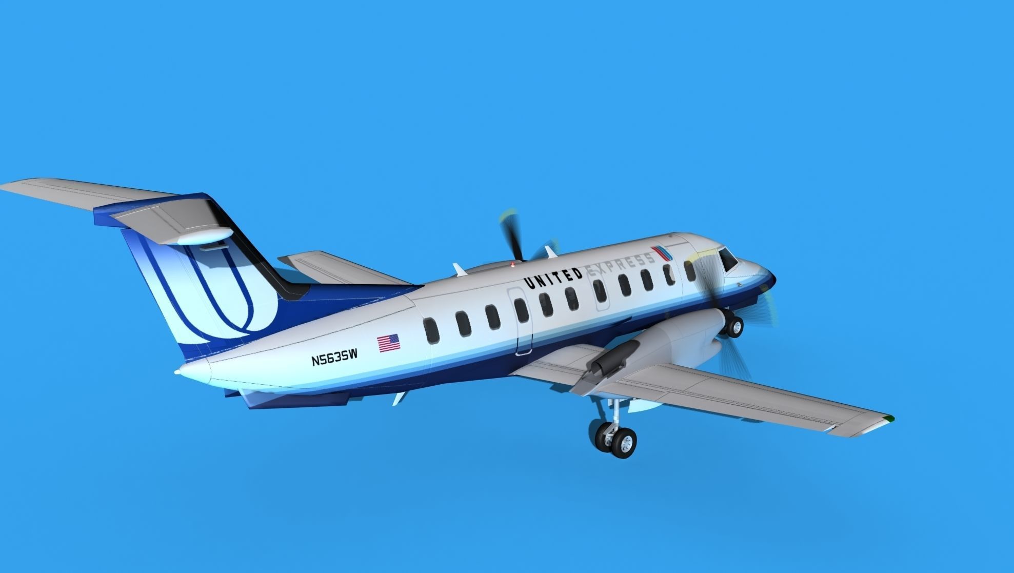 Embraer EMB120 United Airlines Express 3 3D model_5