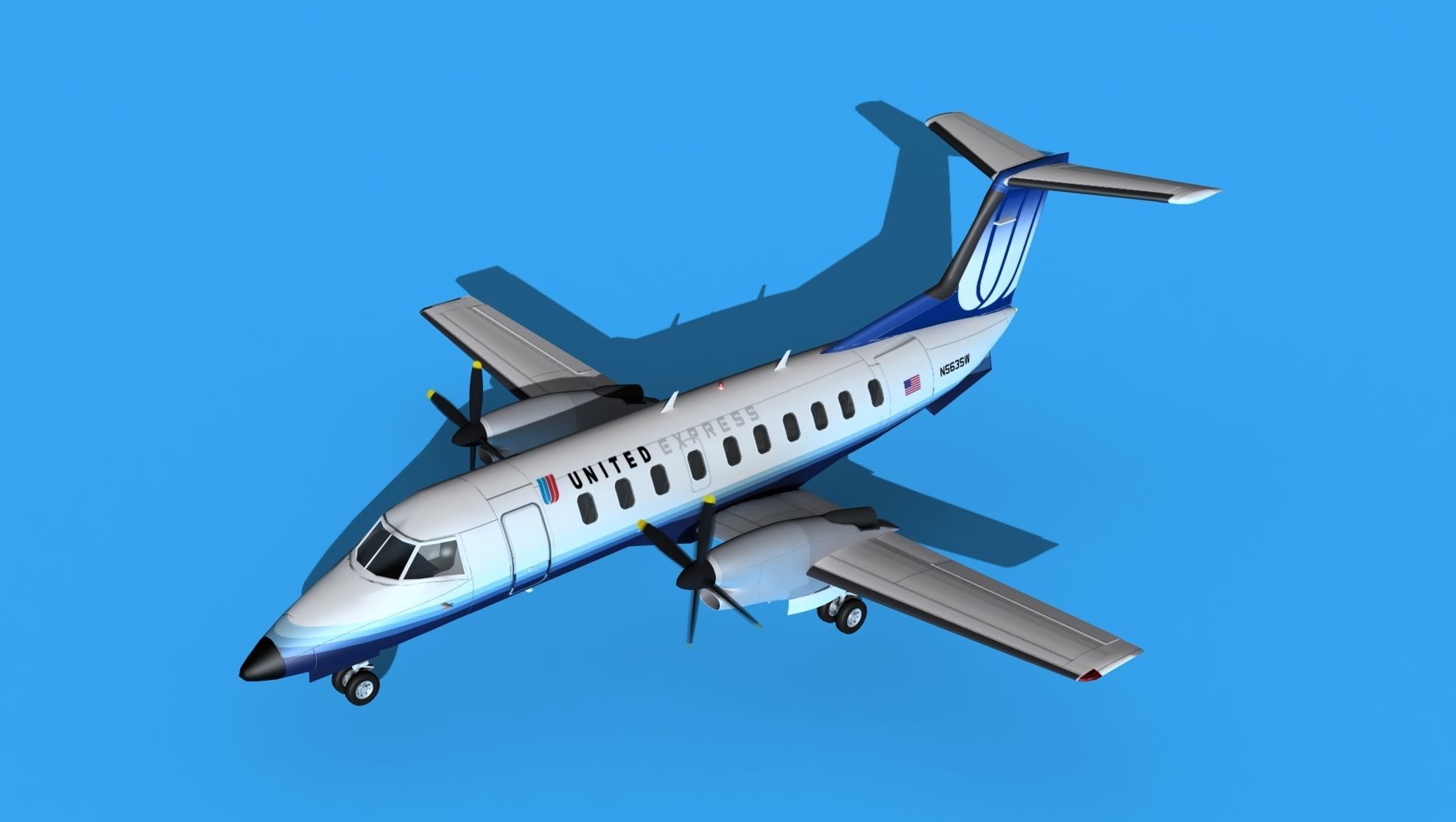 Embraer EMB120 United Airlines Express 3 3D model_10