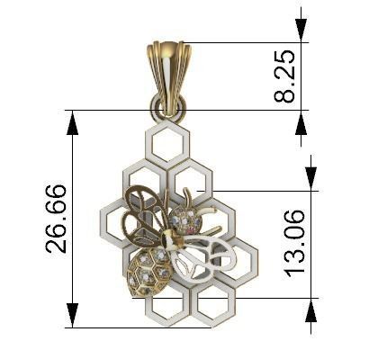 Honeycomb Bee Pendant Necklace Jewelry 3D print model_29