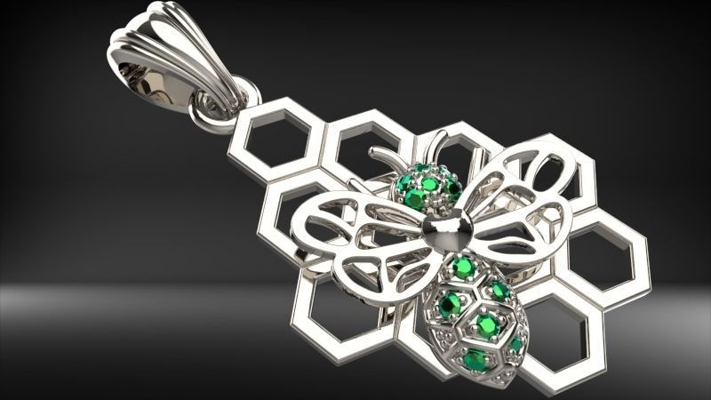 Honeycomb Bee Pendant Necklace Jewelry 3D print model_1