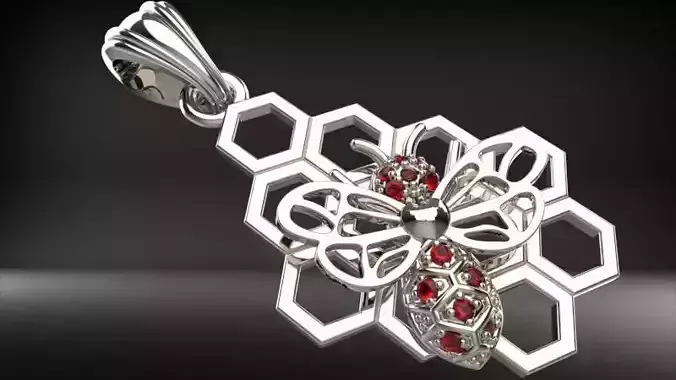 Honeycomb Bee Pendant Necklace Jewelry 3D print model