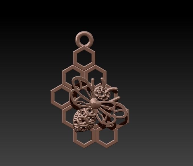 Honeycomb Bee Pendant Necklace Jewelry 3D print model_39