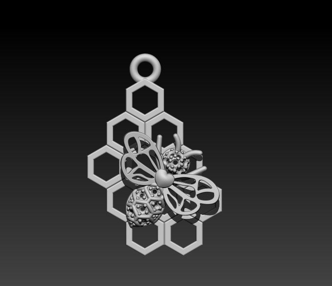 Honeycomb Bee Pendant Necklace Jewelry 3D print model_38