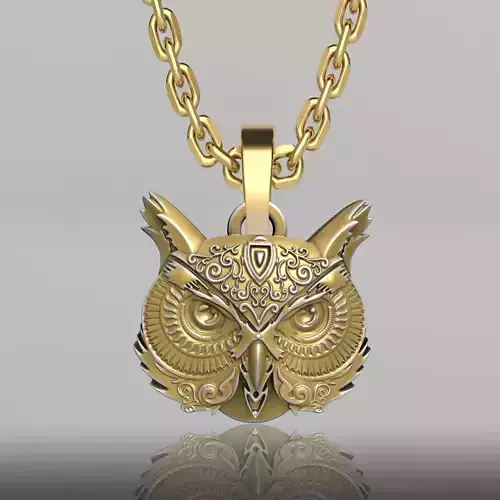 OWL HEAD PENDANT M01 3D print model