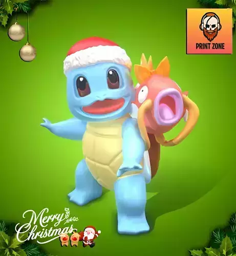 SQUIRTLE 02 CHRISTMAS 3D PRINT FILE STL POKEMON 3D print model