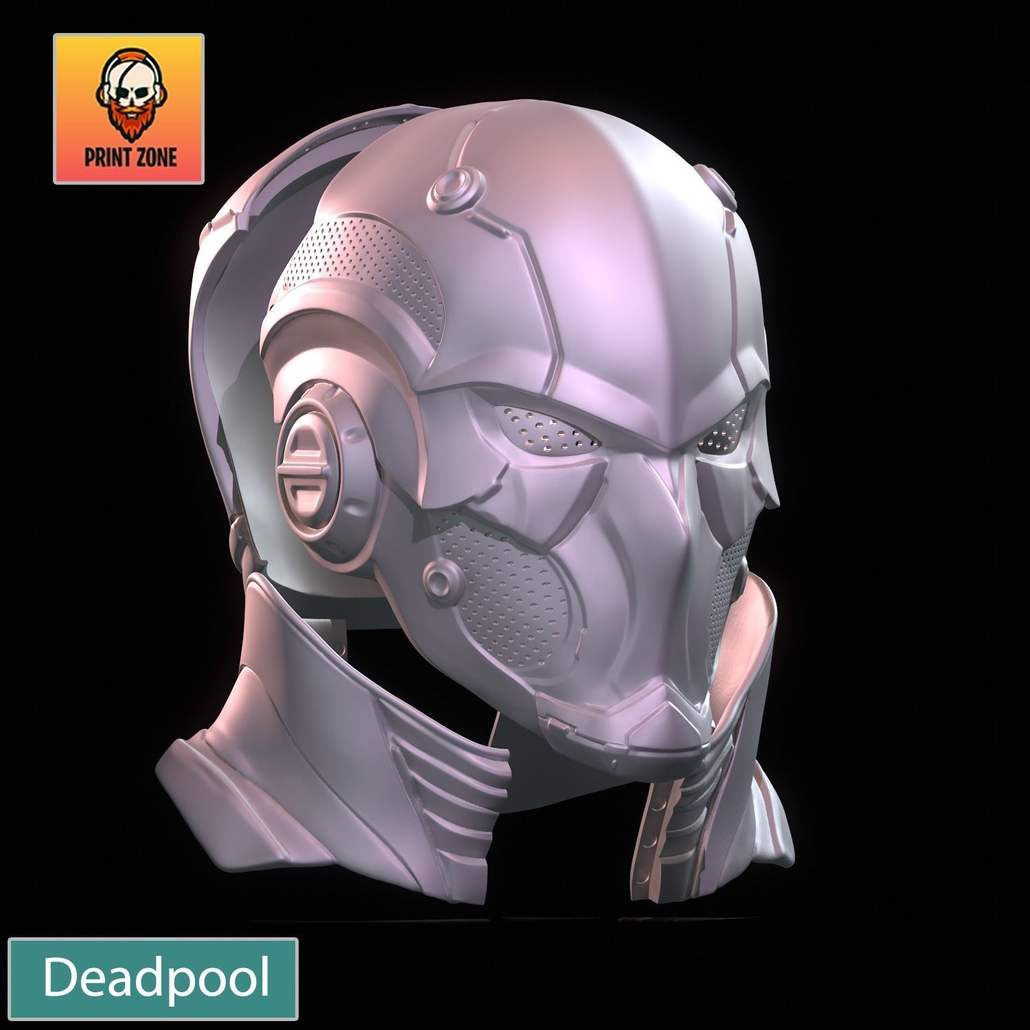 DEADPOOL ROBOT MASK STL FILE 3D print model_12