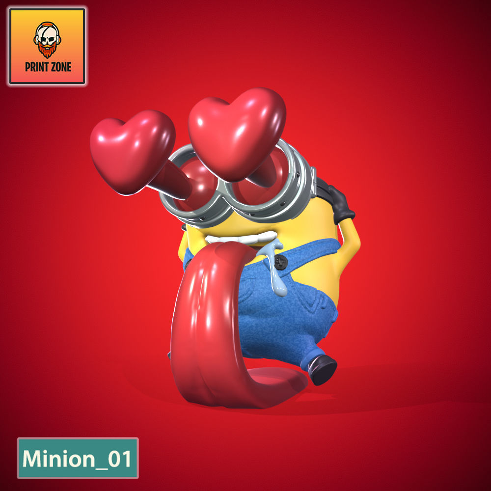MINION IN LOVE 01 VALENTINE STL FILE 3D print model_1