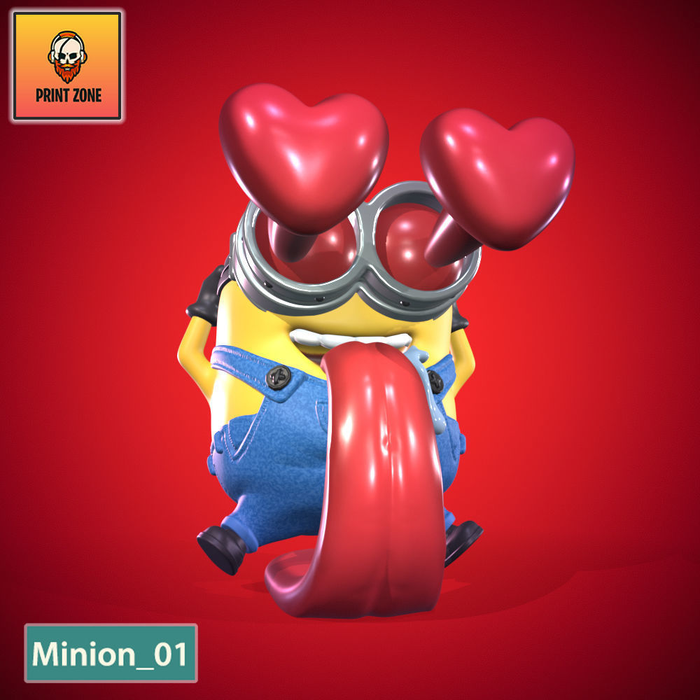 MINION IN LOVE 01 VALENTINE STL FILE 3D print model_3