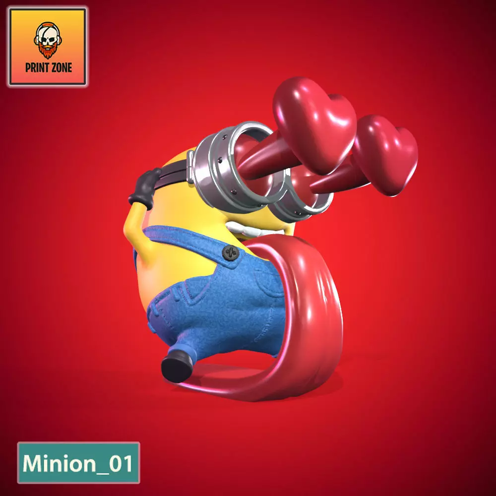 MINION IN LOVE 01 VALENTINE STL FILE 3D print model_0